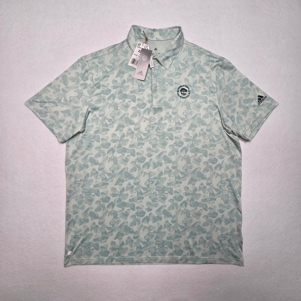 Adidas Prisma‎ Print Golf Polo Mens XL Green Georgetown Country Club Performance